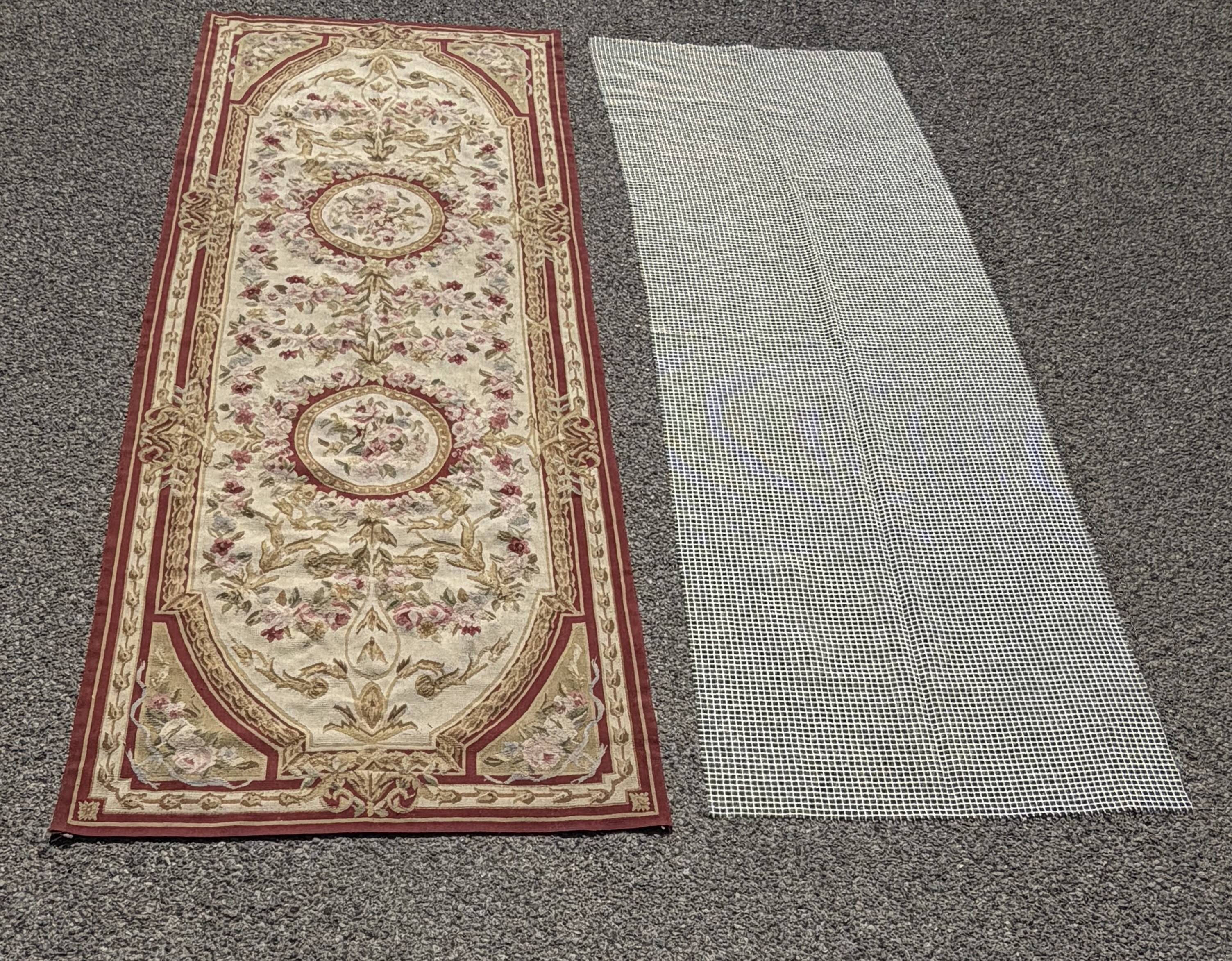 Aubusson style knotted pile rug – 2.45 x 0.90 metres –