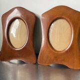 Pair of antique  identical art deco mahogany wooden frames measurements each  25 cm x 17.5 cm  convex glasses