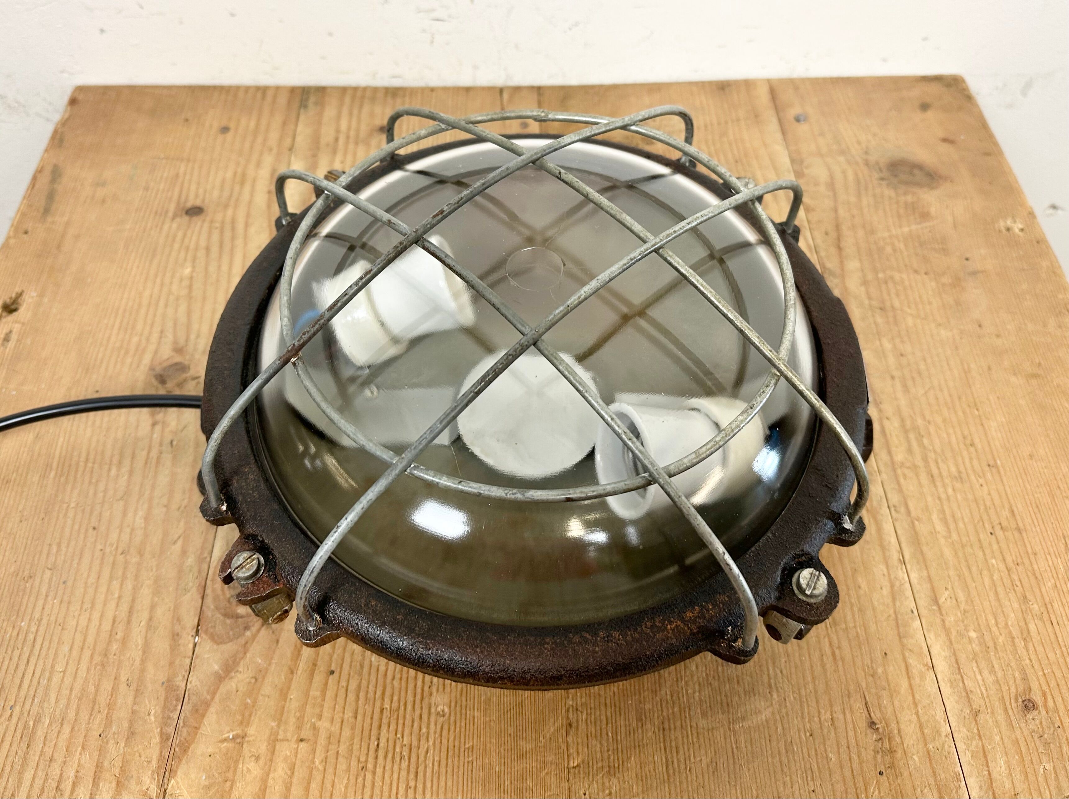 Black Industrial Cast Iron Wall or Ceiling Light from Elektrosvit, 1960s