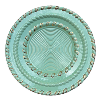 Plat en céramique turquoise signé B. Letalle années 50