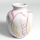 Vase en céramique moderne scandinave avec des feuilles rouges et jaunes, Alingsås Keramik 1947