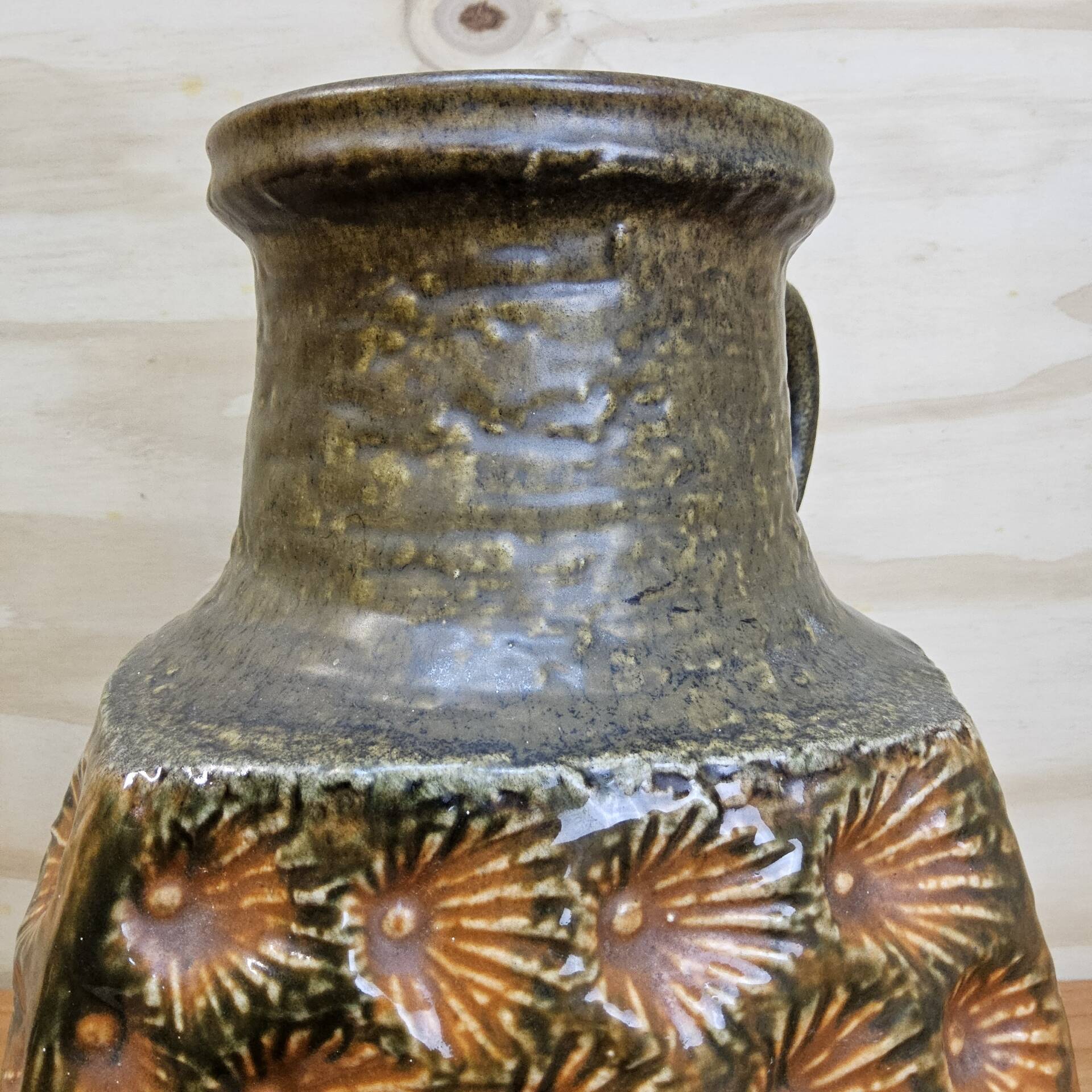 Vase vintage grand XXL Allemagne de l'Ouest Jasba 1667/35 orange