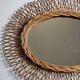 Original vintage rattan mirror, oval shape, 70 cm