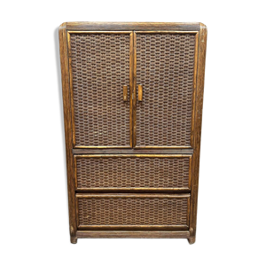 Armoire vintage en rotin - bambou