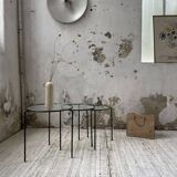 1950s metal and glass nesting coffee tables