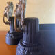 Fireplace - 1900-1910 pair of cast iron andirons