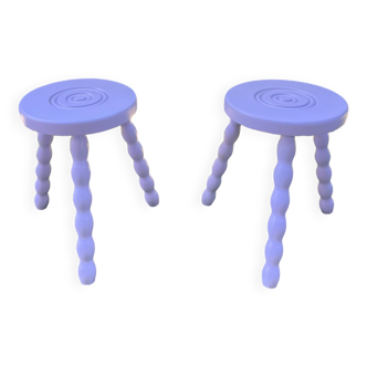 Paire de tabourets ou tables torsadés violet