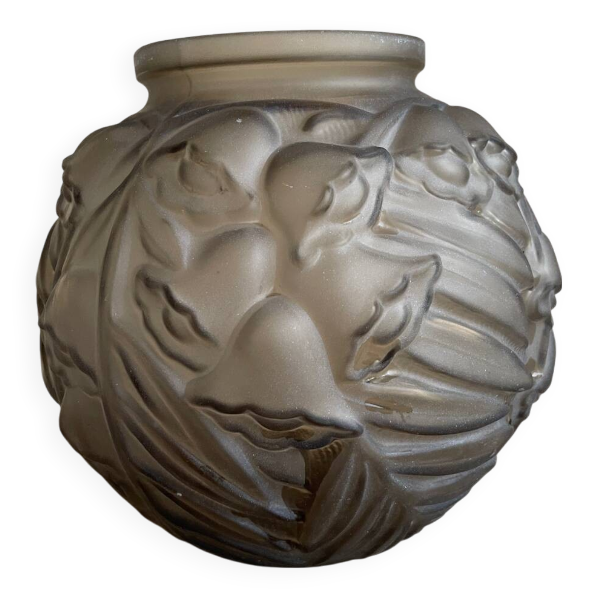 Art Deco frosted glass ball vase.