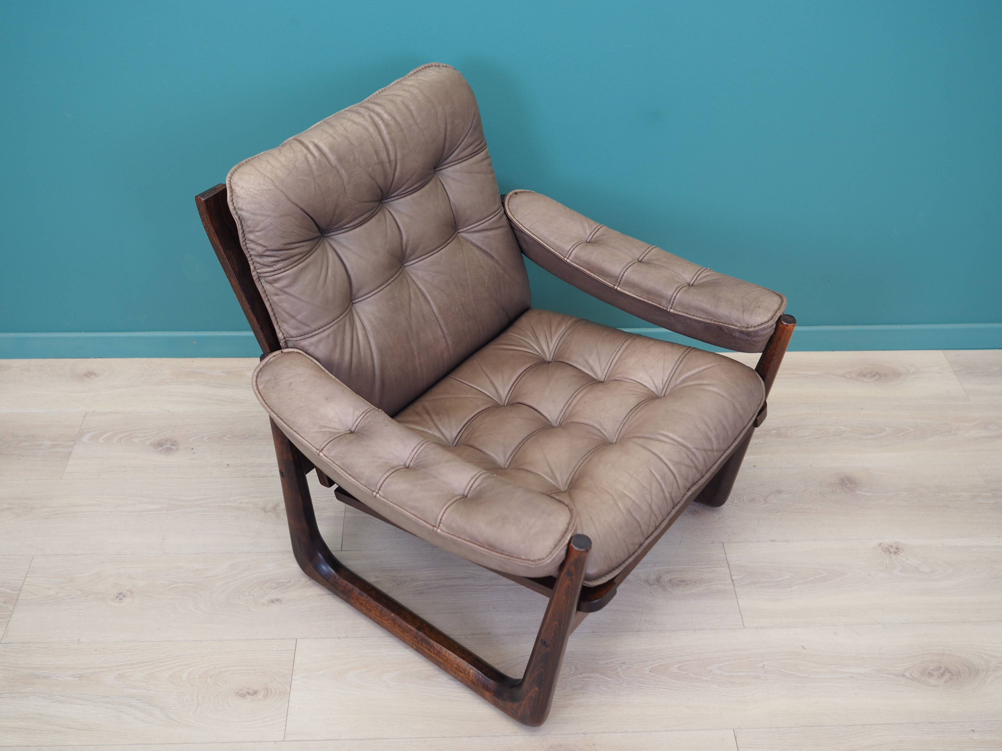 Leather armchair, Danish design, 1960s, manufactured by Genega Møbler