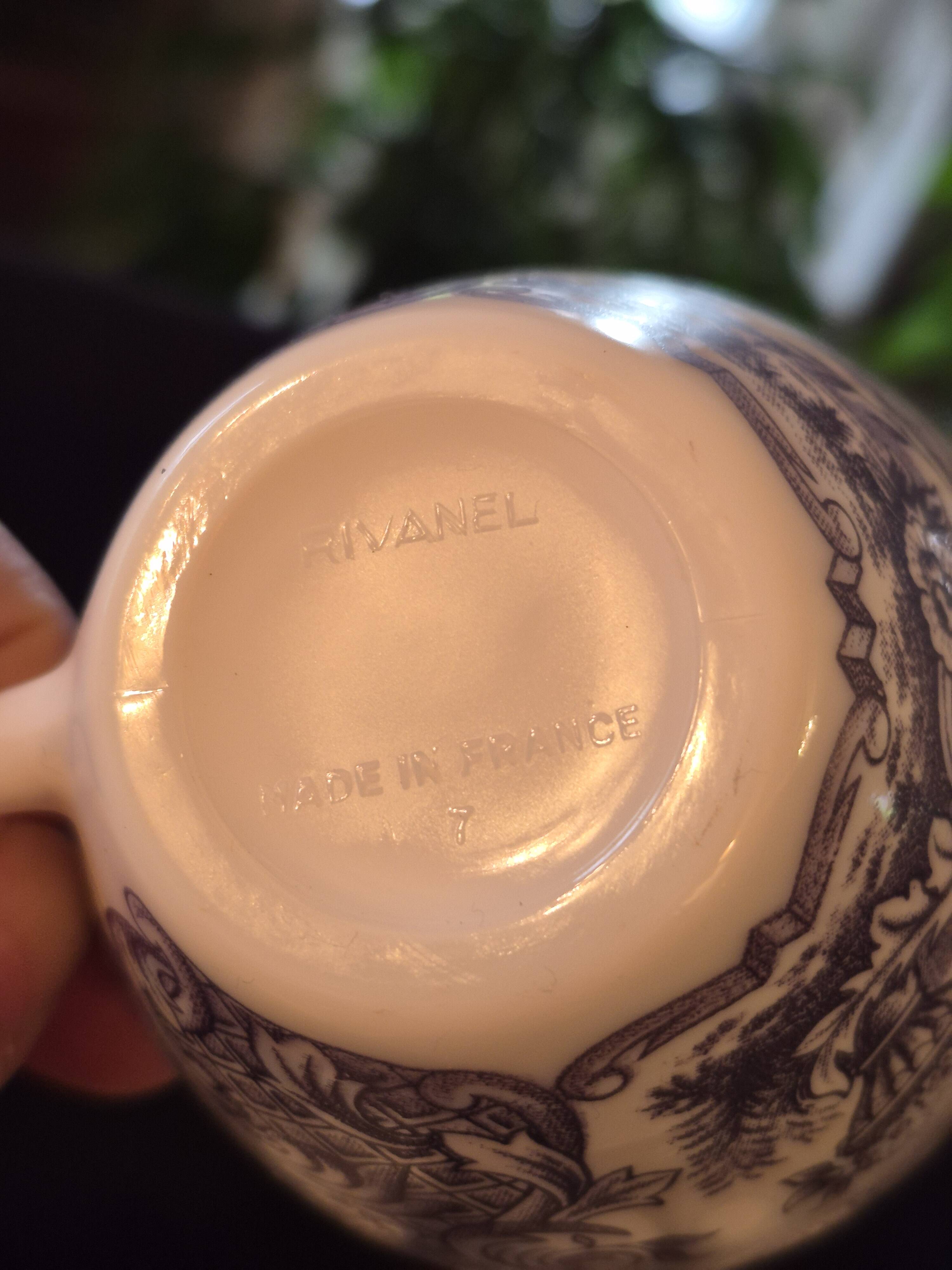 Set of six cups and saucers in opaline, vintage, RIVANEL