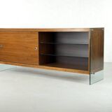 Teak sideboard with glass legs, France - 1990s