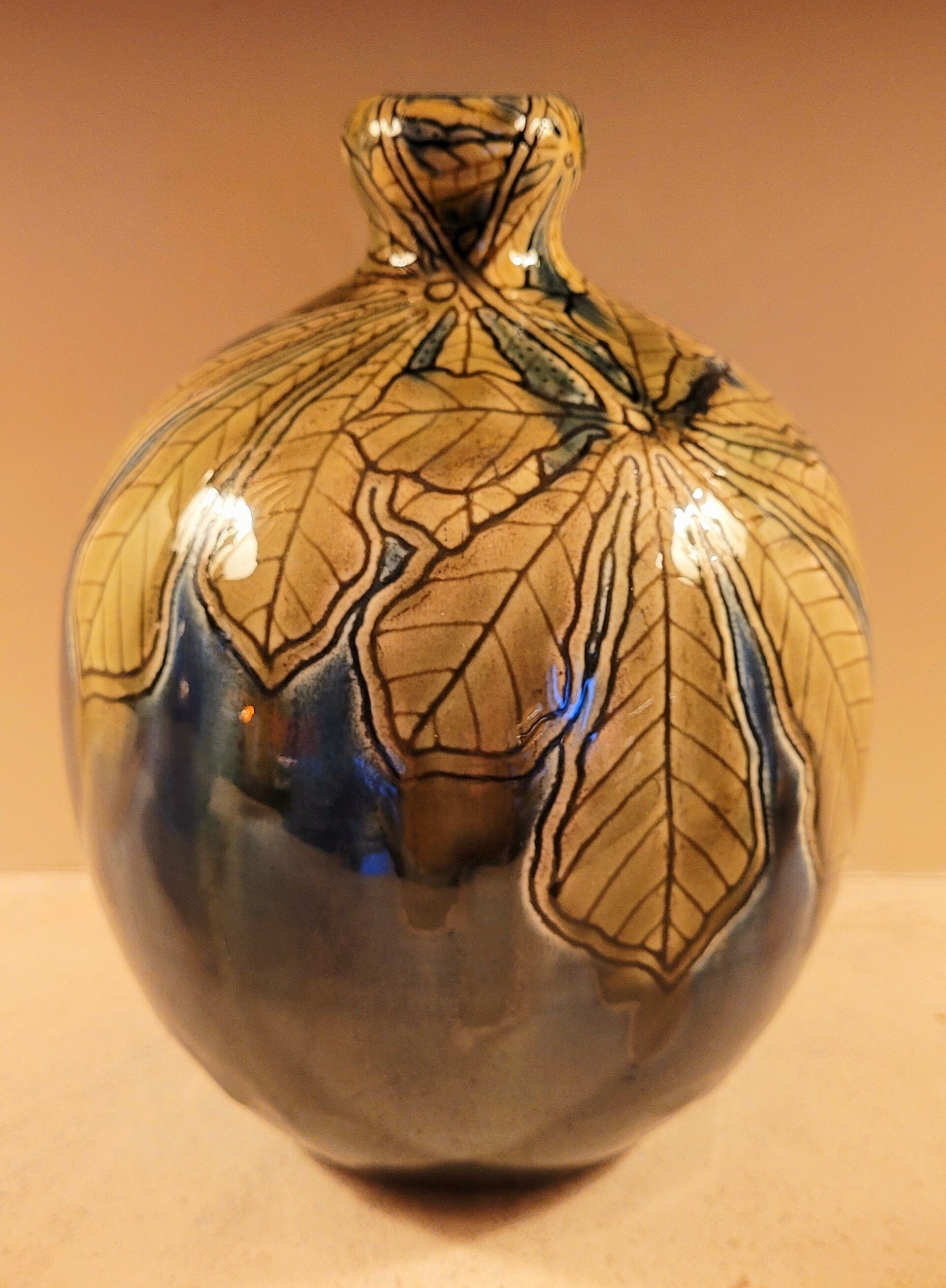 Old vintage art nouveau ceramic vase signed