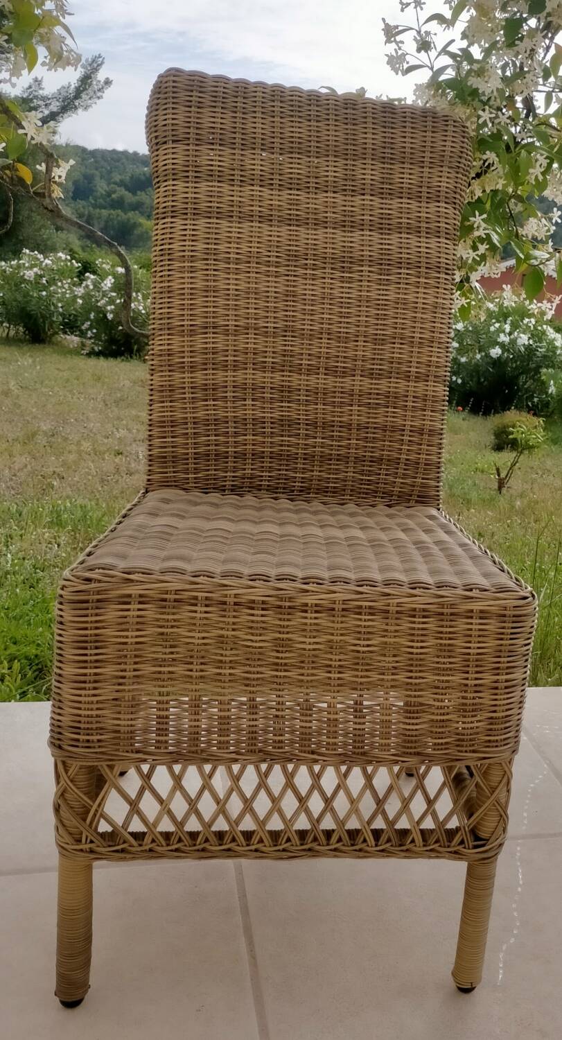 Wicker and rattan chair