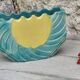 Large blue and yellow ceramic flowerpot vase