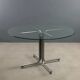 Vintage round table in chrome metal and glass, 1970s.