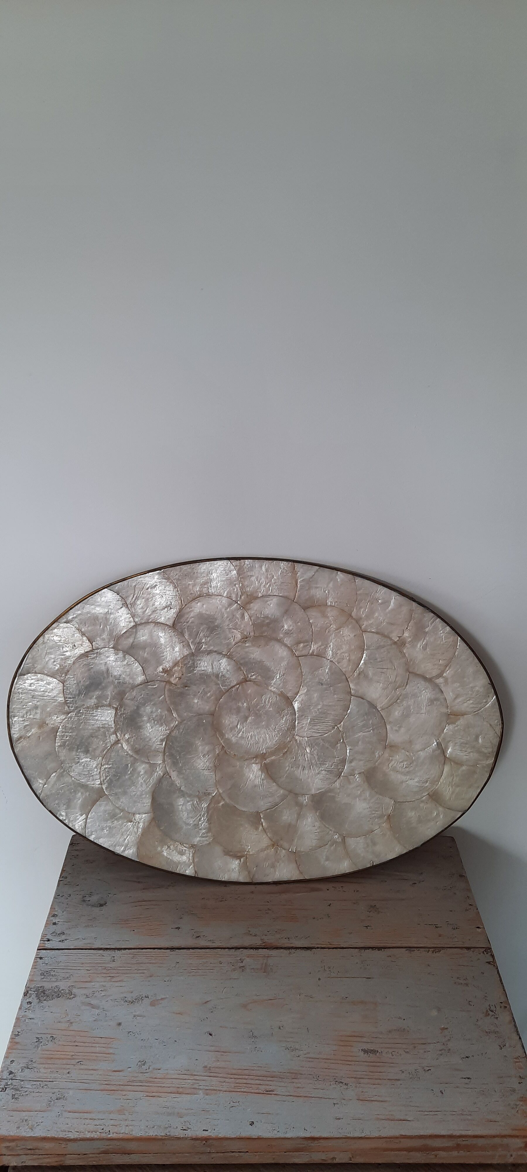 Mother-of-pearl and brass tray
