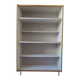 Vintage library in oak veneer, pearl grey interior, metal legs.