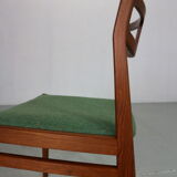 Ensemble moderne scandinave de 5 chaises de salle à manger en teck et vert