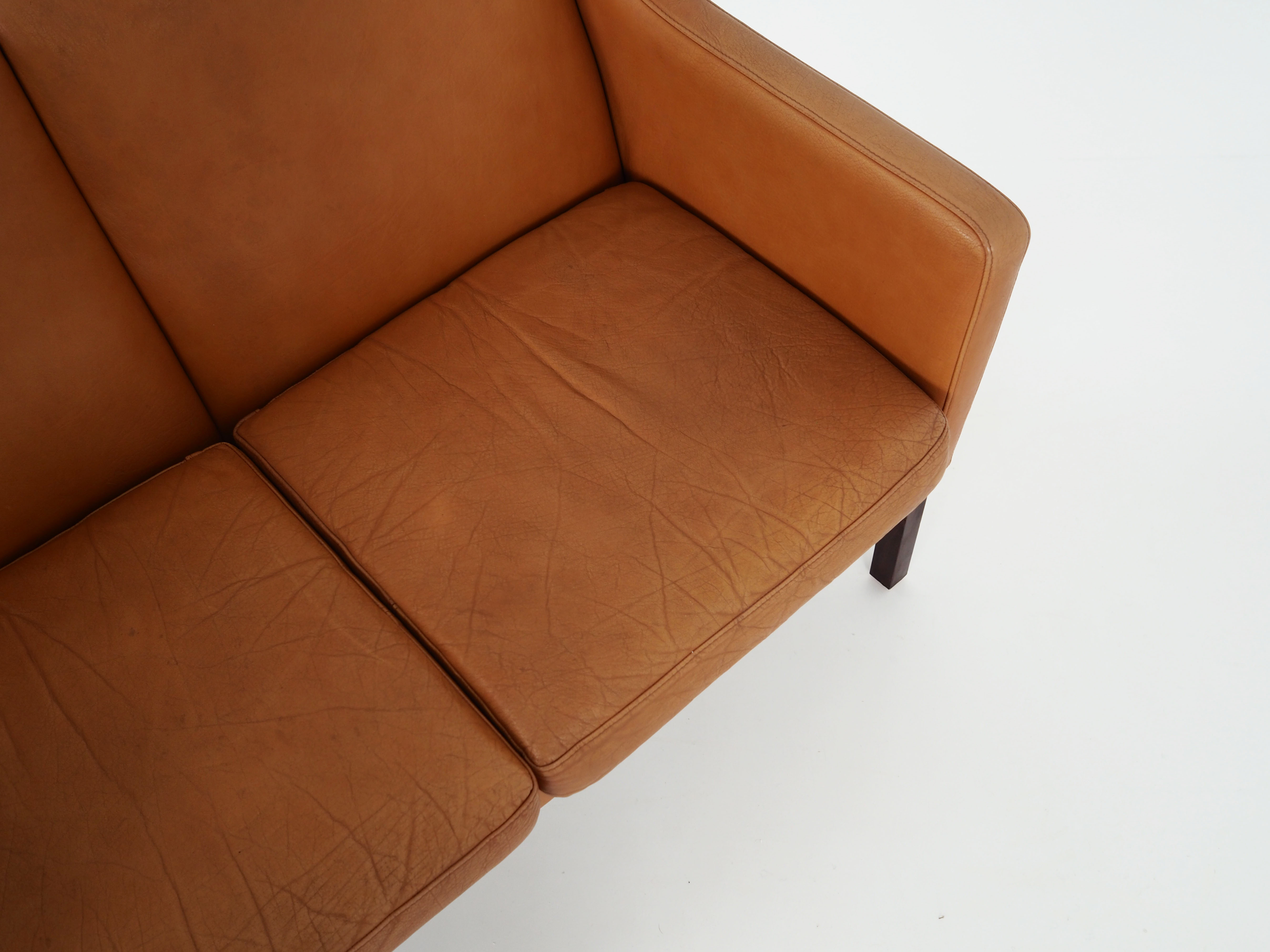 Leather two-seater sofa, 70s Scandinavian design