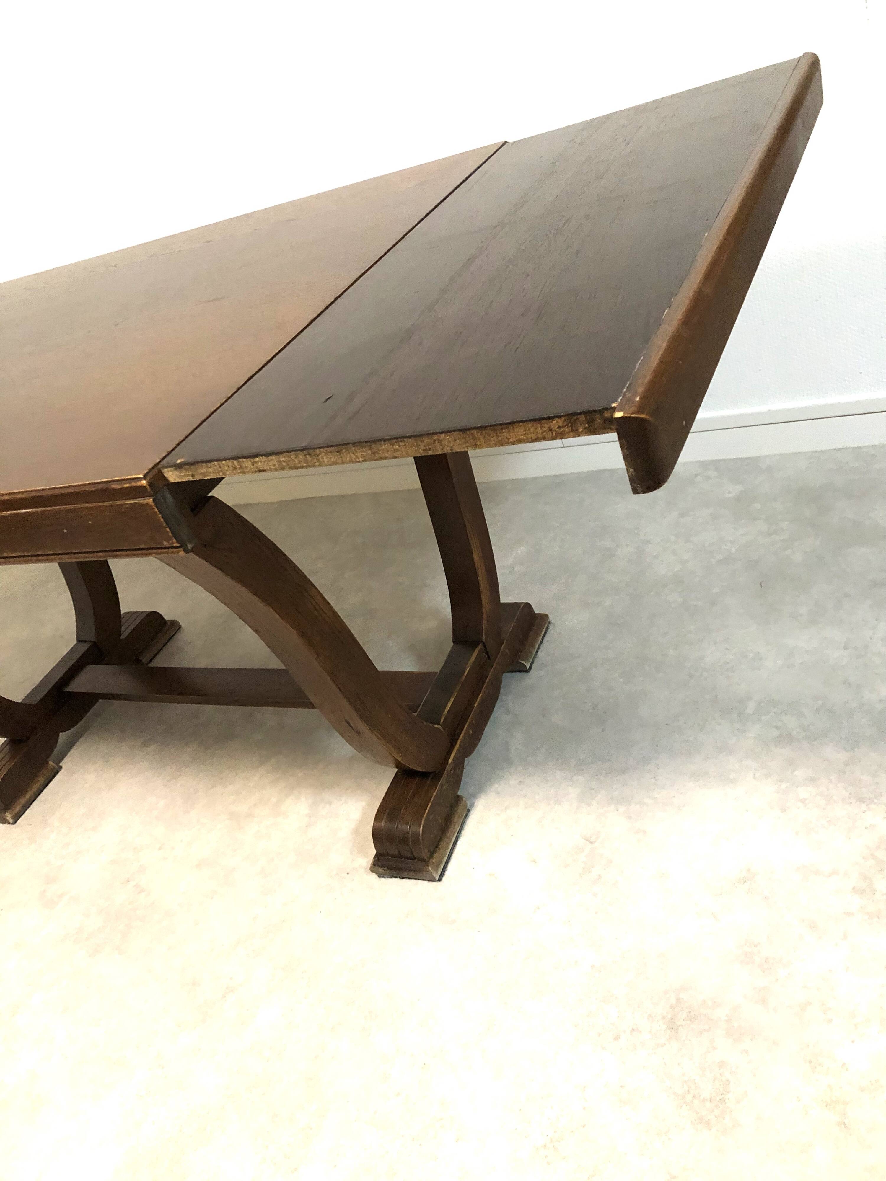 Oak table with extensions for art deco style dining room