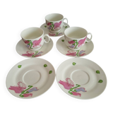 3 tasses et 5 sous-tasses vintage Richard Ginori motif sweet pea en ex