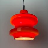 Large red glass pendant light by Peill and Putzler XL 1960