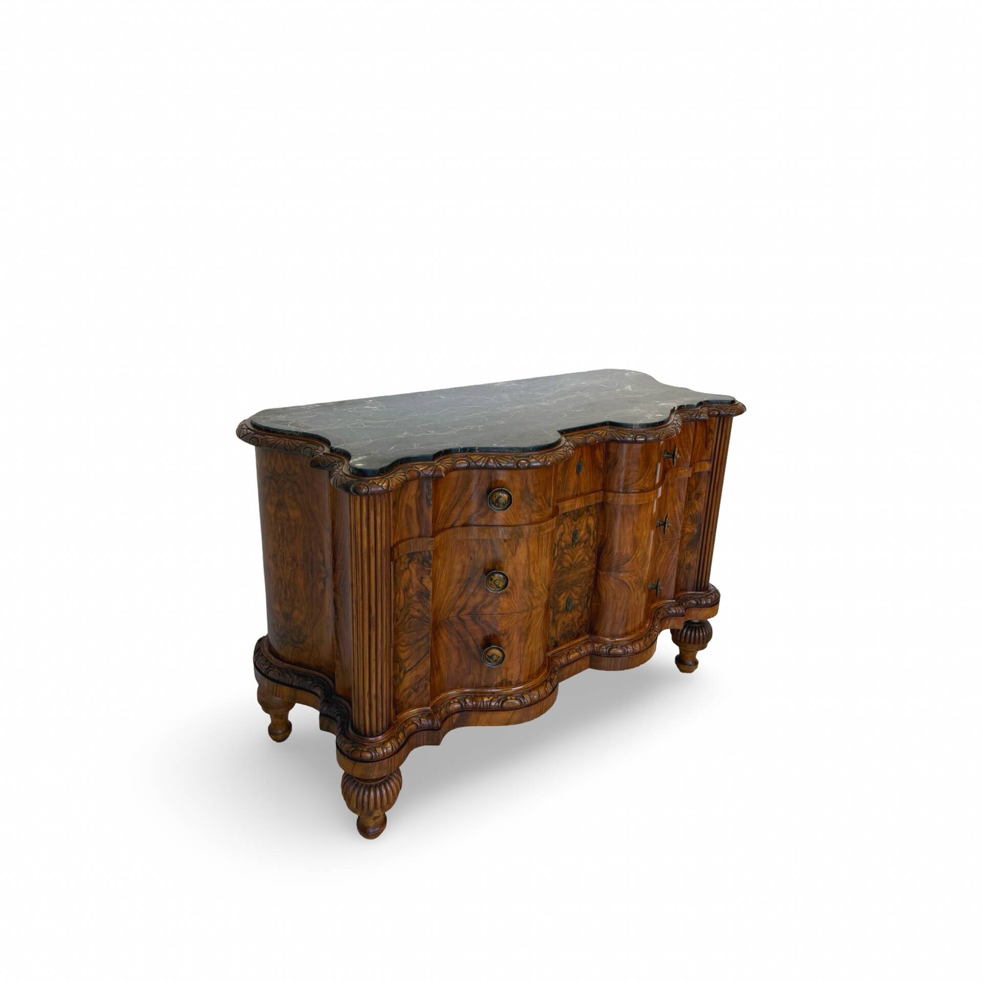 antique walnut serpentine commode