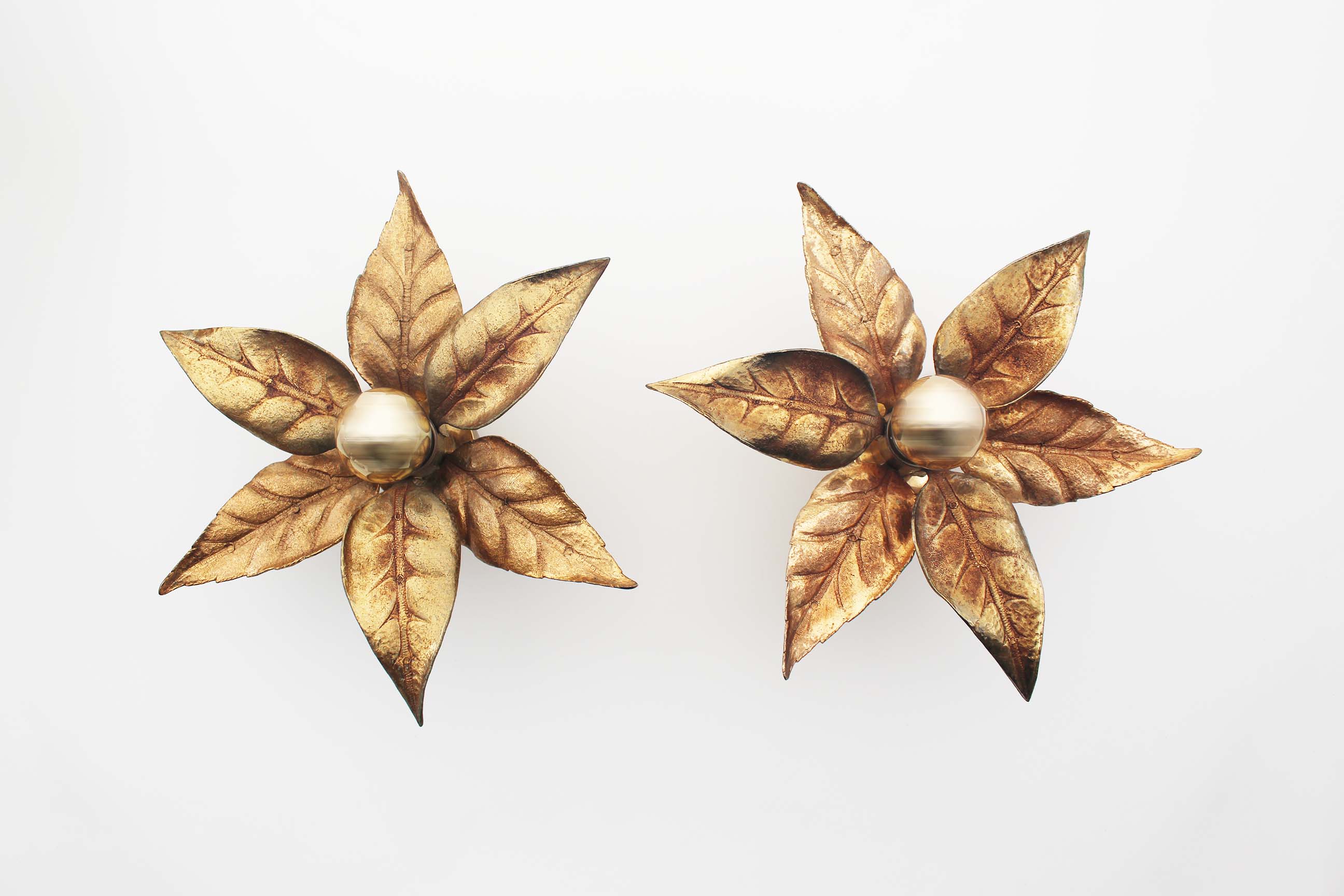 Set of brass ‘floral’ wall sconces