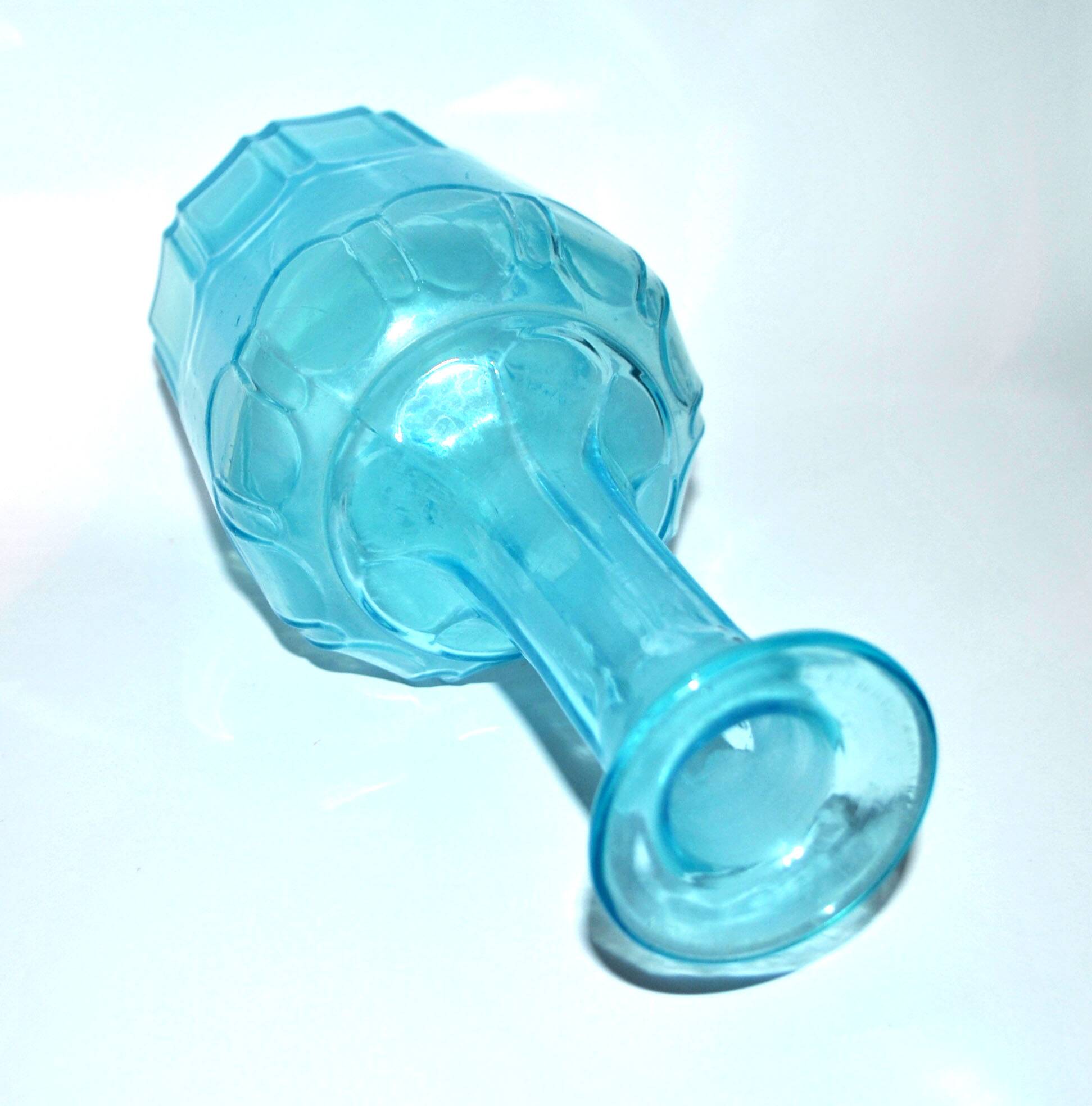 Vintage turquoise blue molded glass carafe 24cm