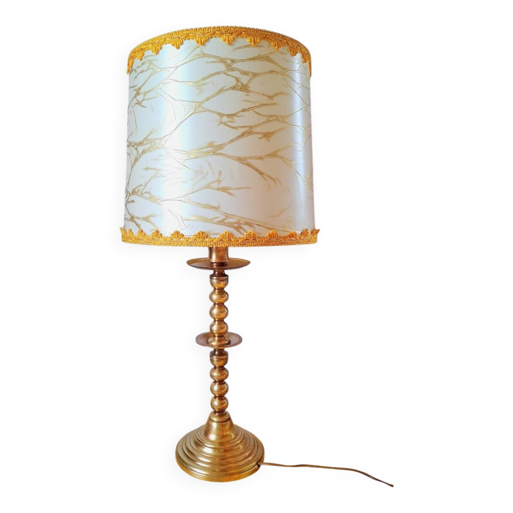 Turned brass lamp, 1960.