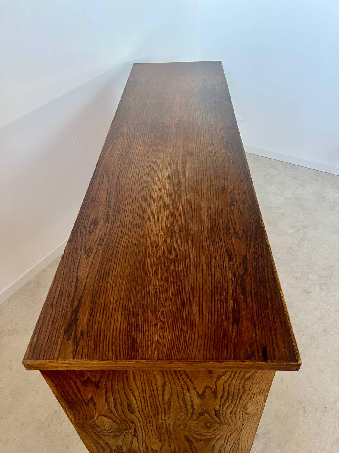 Old oak sideboard from the 1950s, vintage reconstruction period