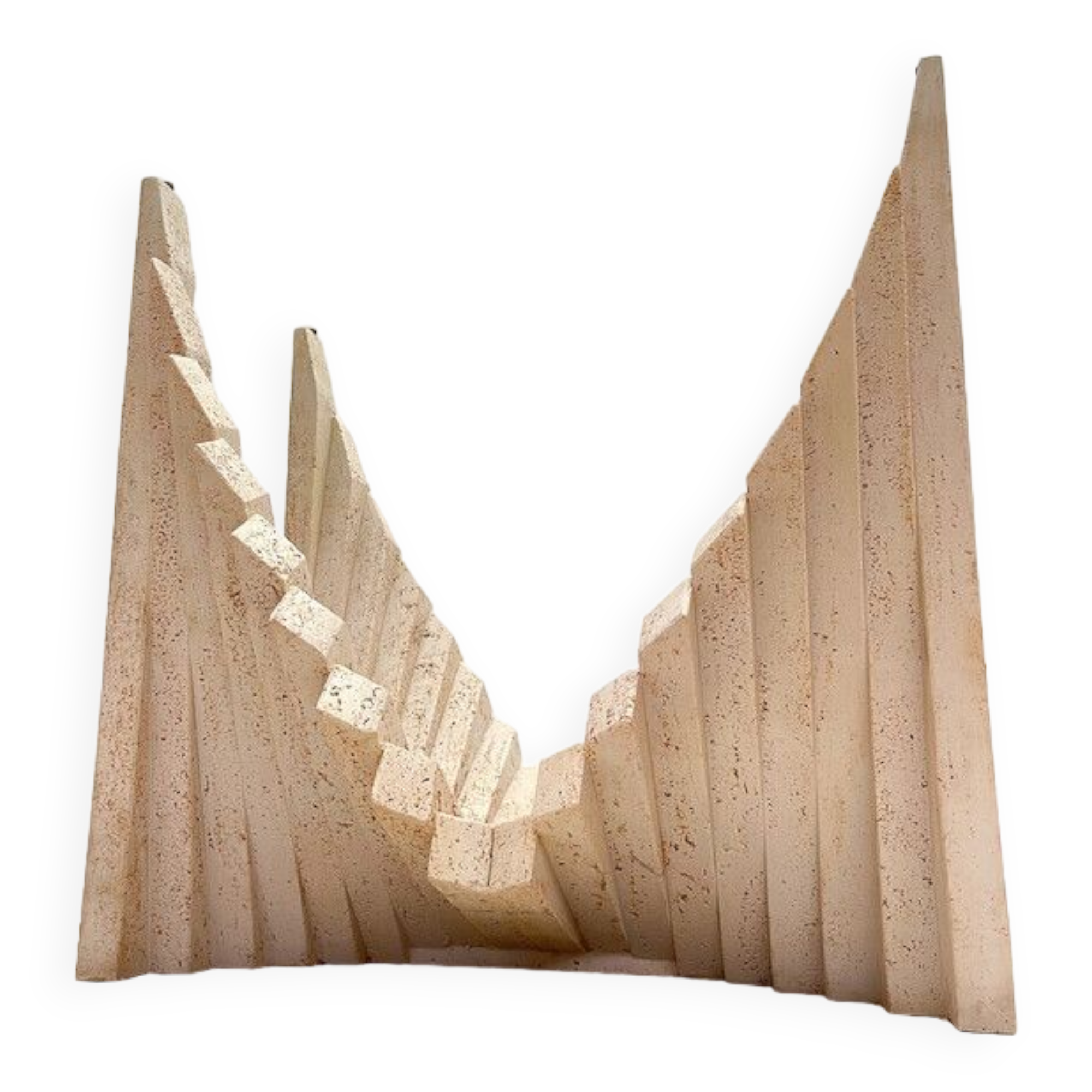 Vintage sculptural travertine table, italy 1970s