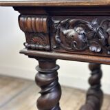 Louis XIII style oak desk stamped Mombro Ainé 19th century