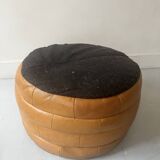 pouf in genuine leather patchwork colors, 1970