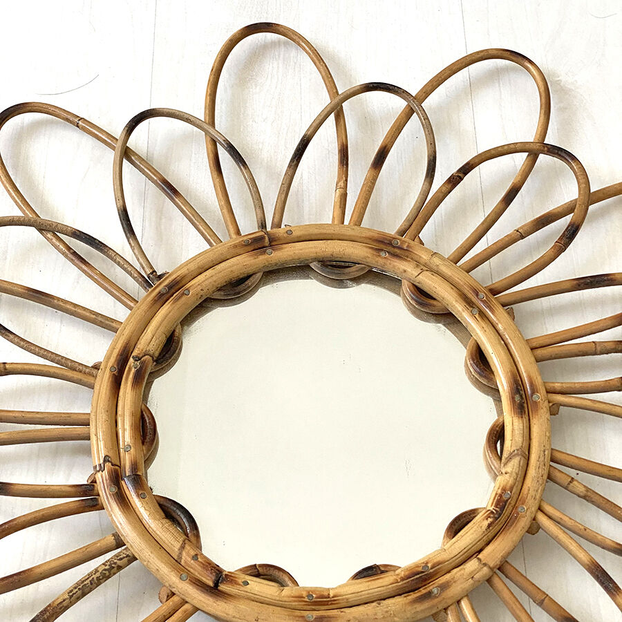Rattan sun mirror 60's - 53cm