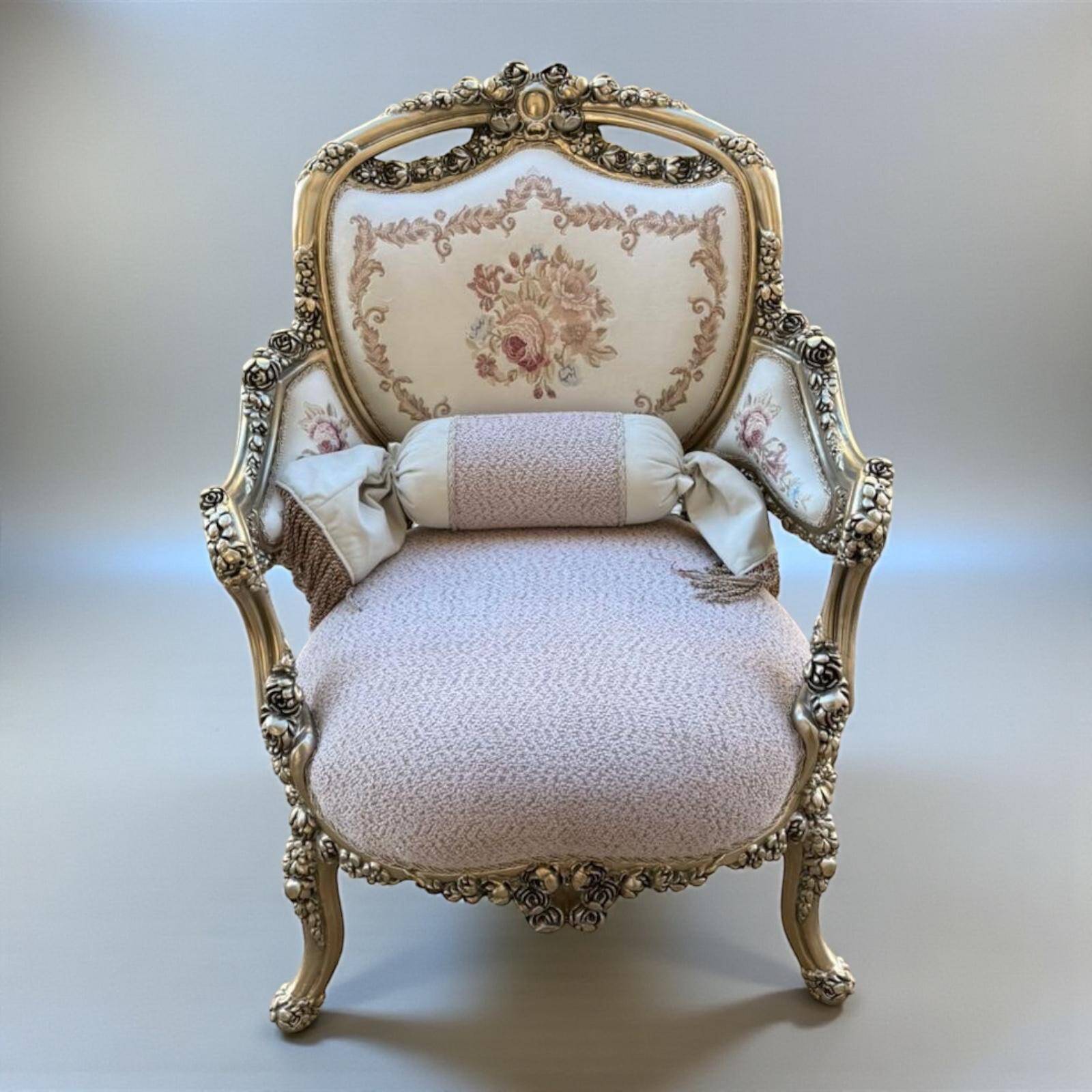 Louis XV salon in white and gold with tufting - Handmade in beech wood.