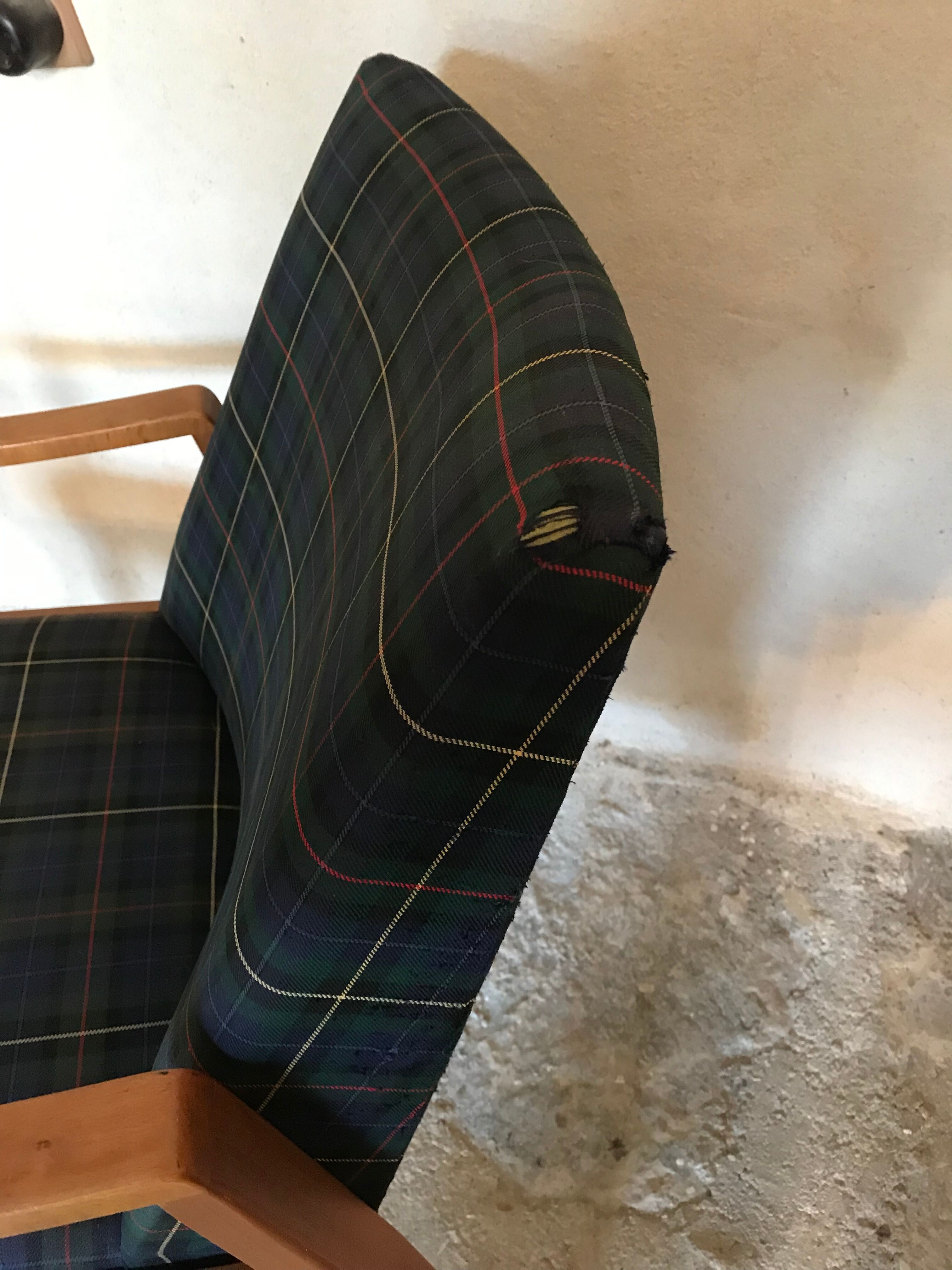 Vintage armchair 1960's Scandinavian style and Scottish fabric