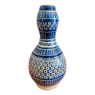 Petit vase / soliflore ancien en céramique bleue de Nabeul (Tunisie)