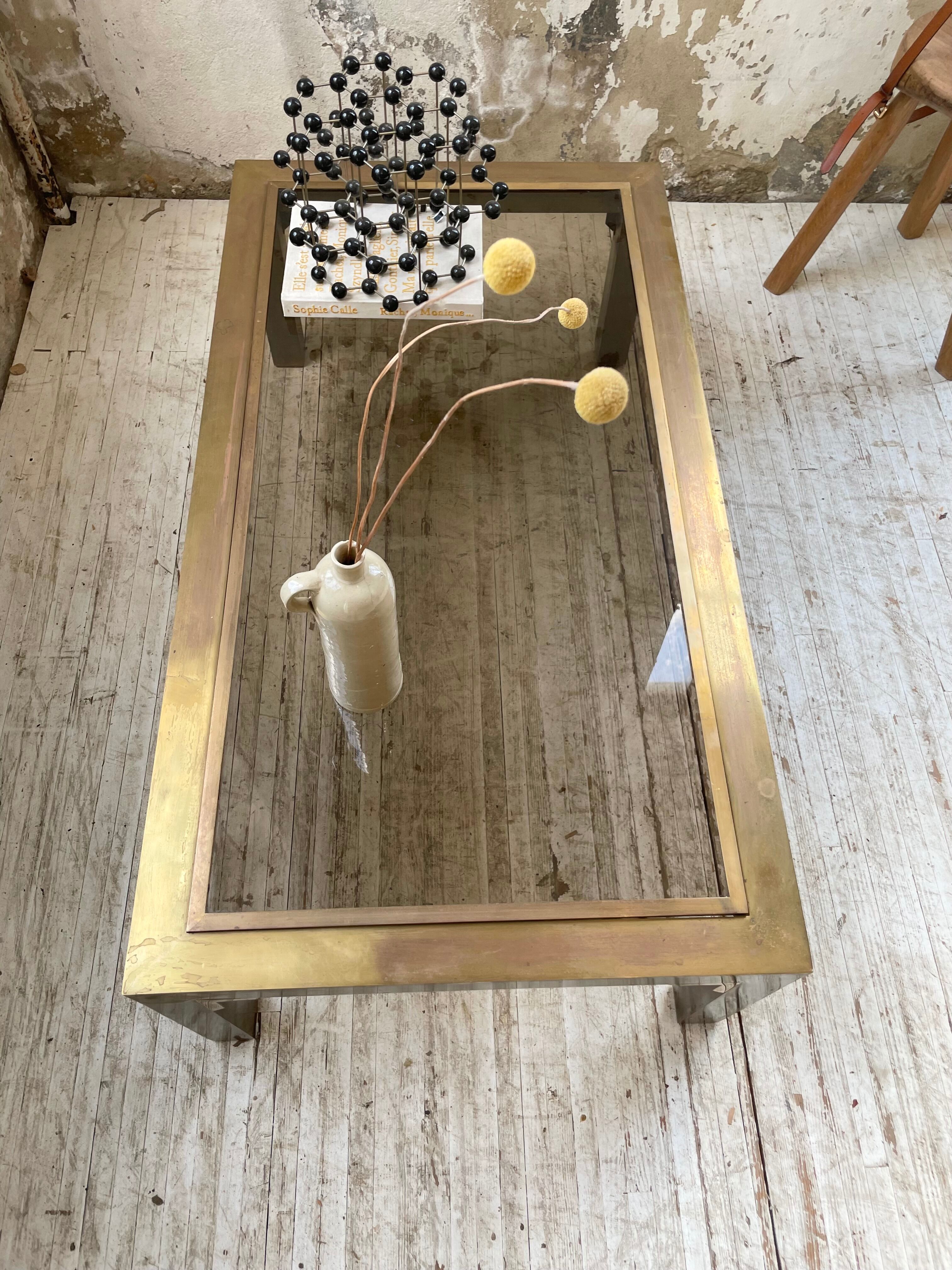 60s brass coffee table