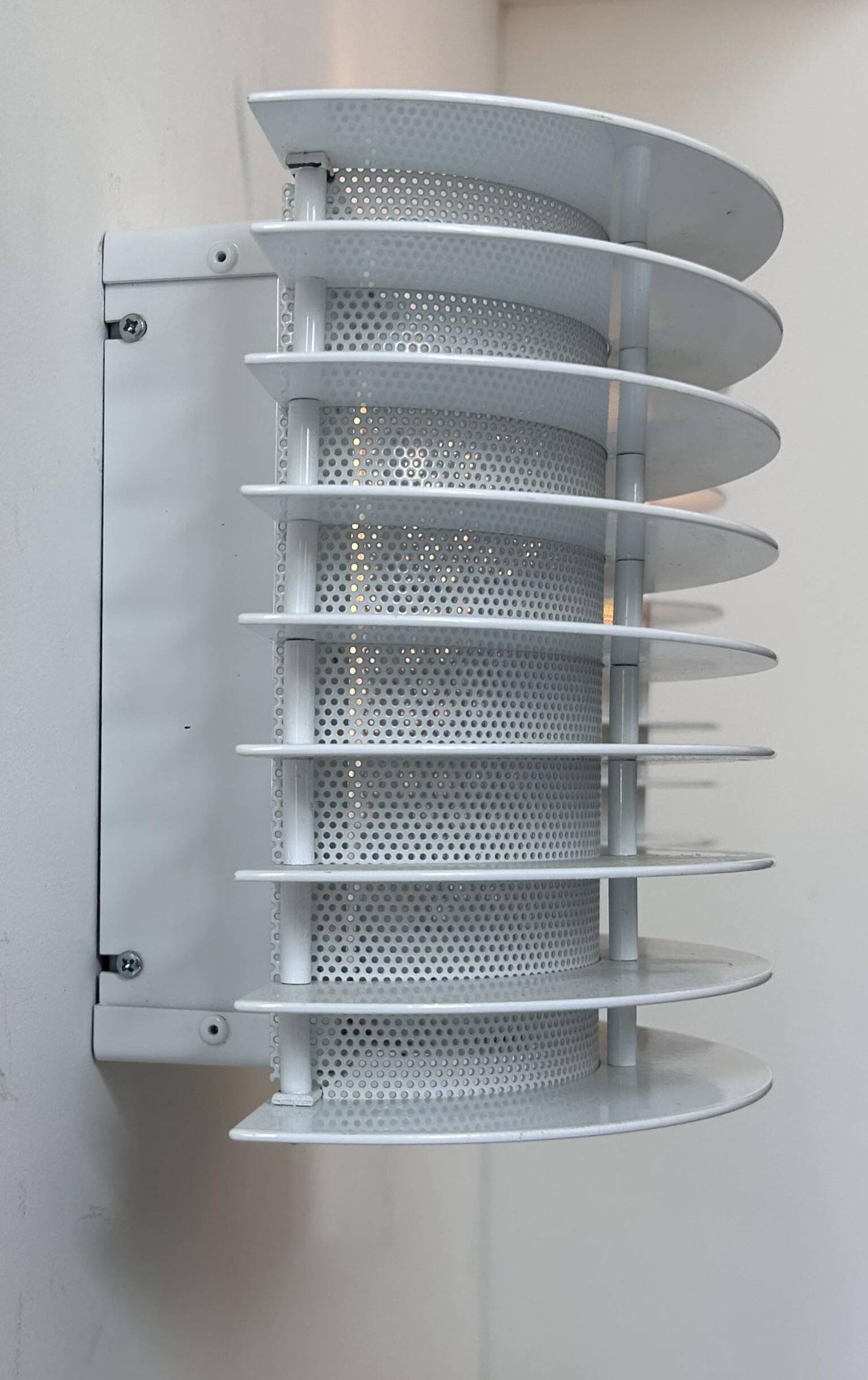 Pair of vintage wall lights, white lacquered metal, Borens, Sweden 1980