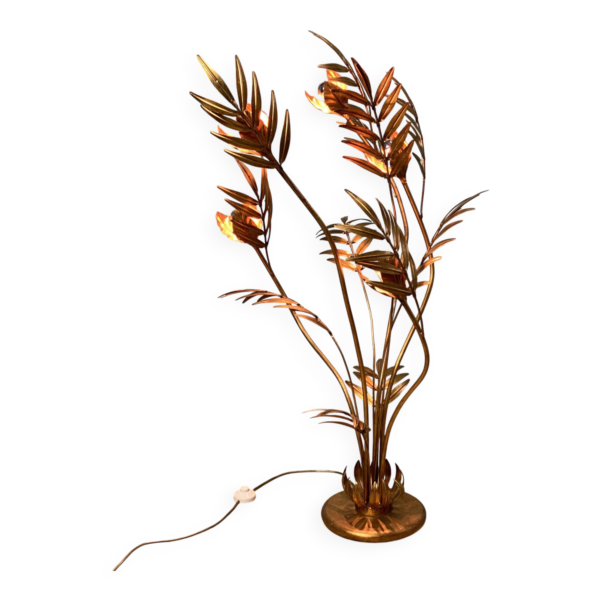 Hans Kogl Jansen style flower floor lamp, vintage 70s