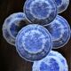 6 romantic blue Lunéville Sarreguemines dinner plates