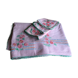 Embroidered tablecloth and 3 towels