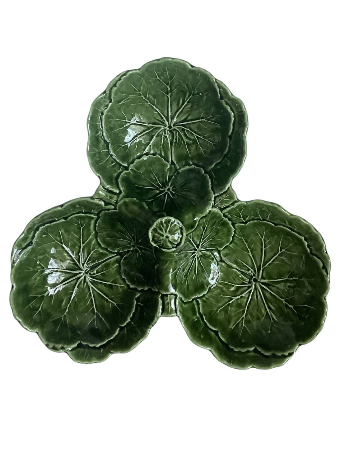 Plat à apéritif vintage en barbotine chou vert