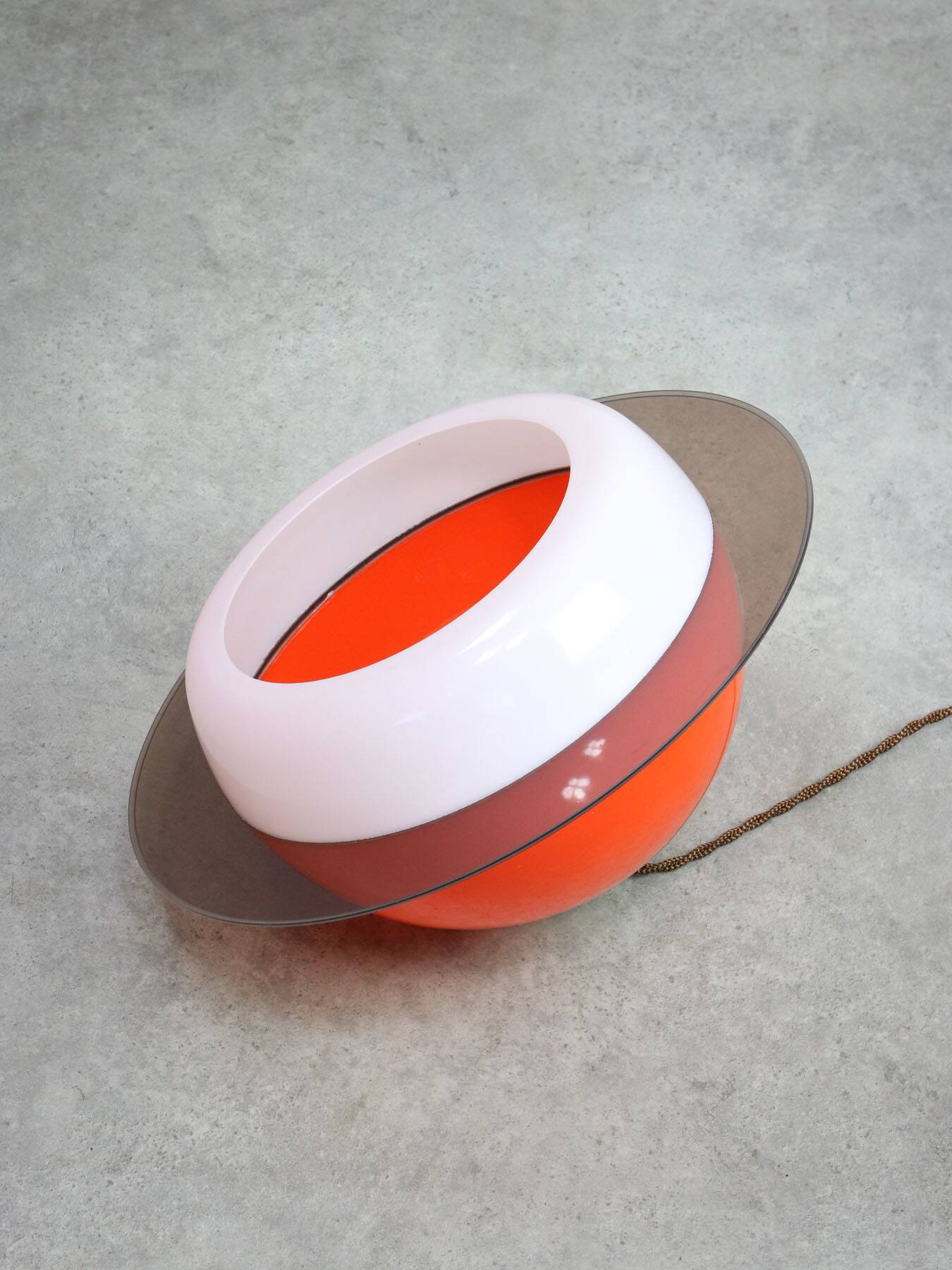 Italian Orange Space Age Saturn Lamp, 70s