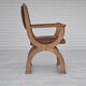Années 1950, design danois, fauteuil retapissé, cuir marron naturel, bois de chêne.