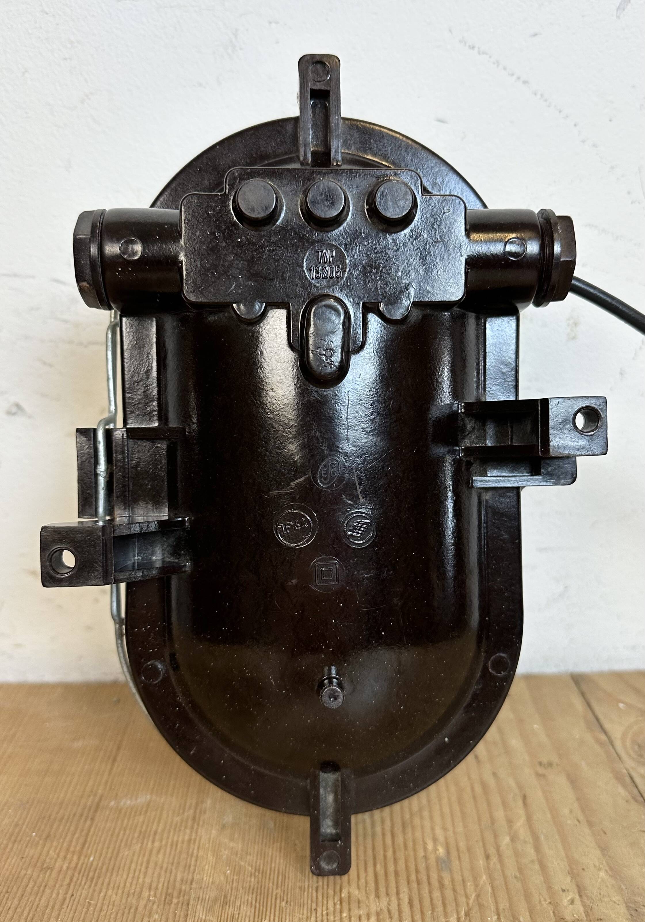 Industrial Brown Bakelite Wall Light with Milk Glass, 1960s