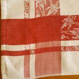 Damask cotton tablecloth - red bedding - Encrypted B.M - 50s