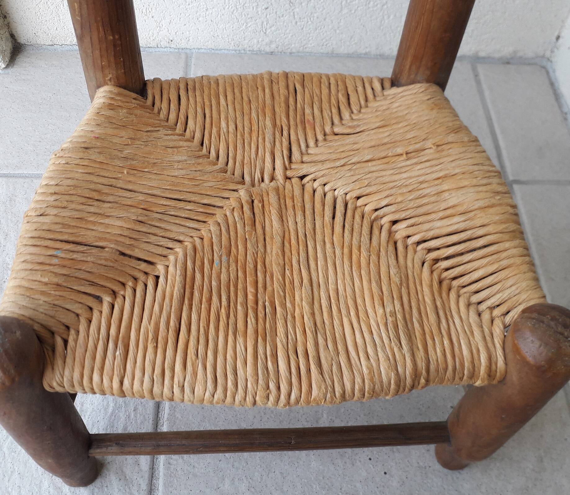 Chaise enfant bois et paille