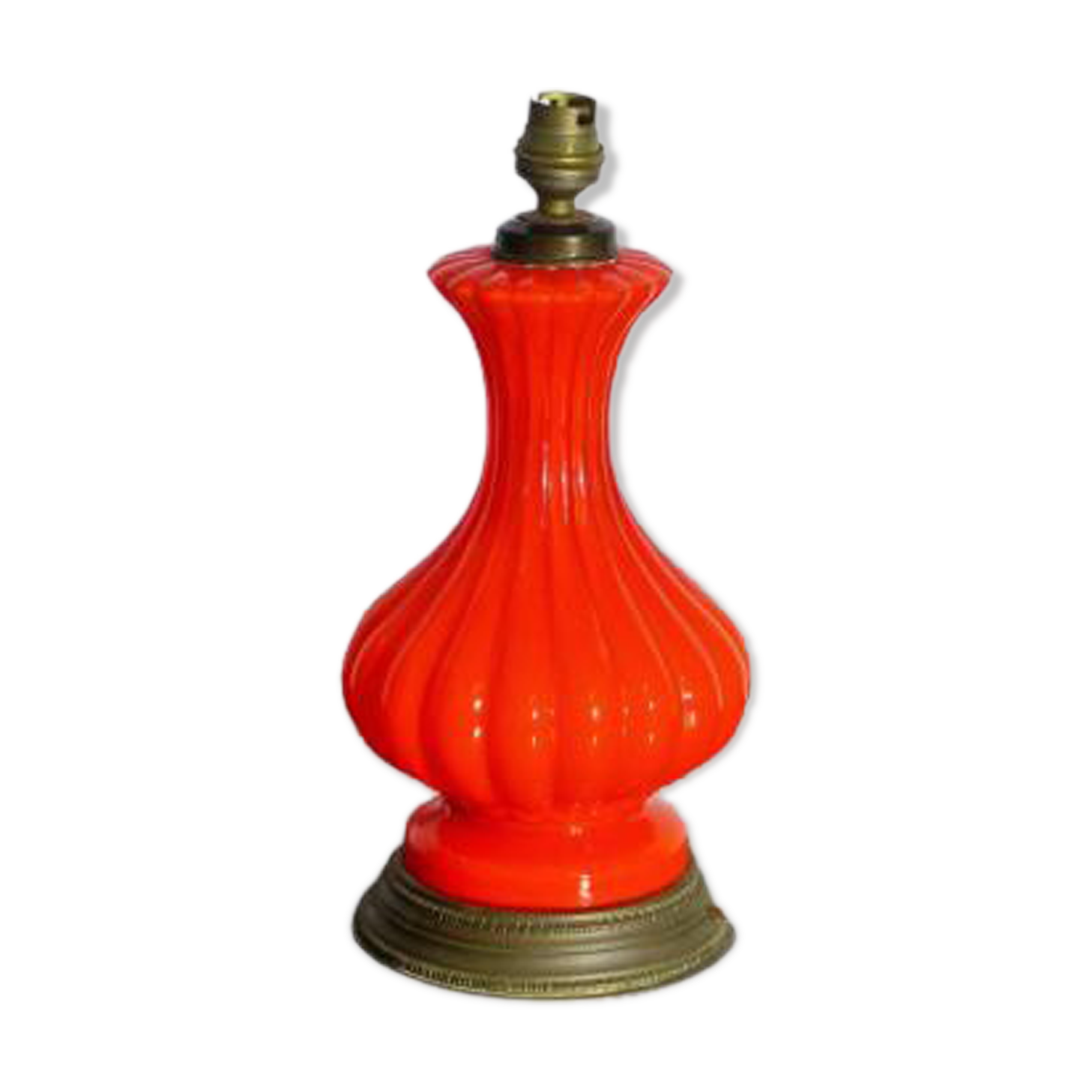 Lampe balustre ou bouteille couleur corail époque napoléon III second empire ou 1900 art nouvea